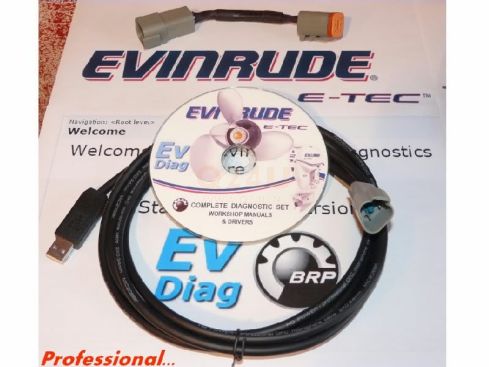 USB Evinrude e-tec diagnose kabel set met bootstrap