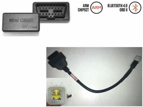 Diagnose set voor Kawasaki motoren (4 pin geel), draadloos voor Android en IOS