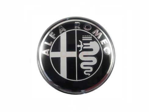 Alfa Romeo logo zwart - zilver model, 74 mm - 2 stuks