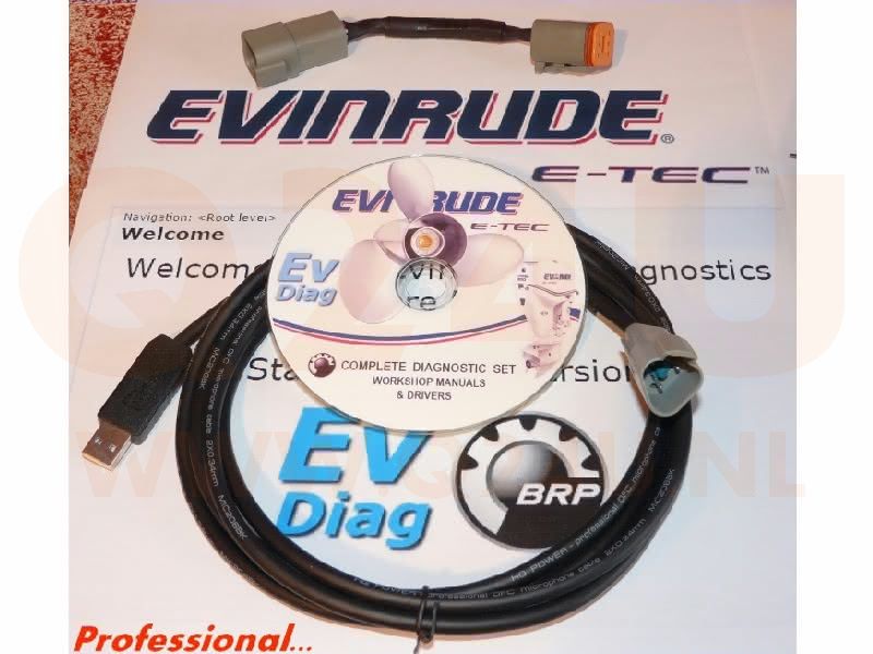 USB Evinrude e-tec diagnose kabel set met bootstrap