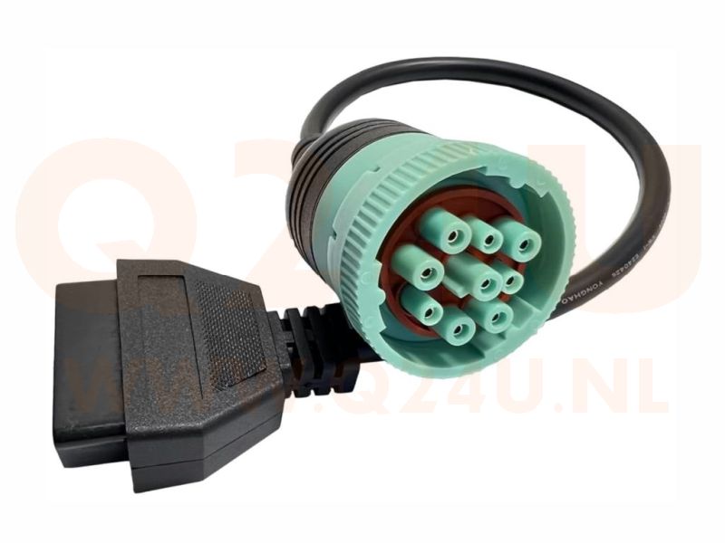 Truck J1939 9-Pins (Groen) naar OBD2 16-Pins Verloopkabel – Diagnose Adapter – 30 cm